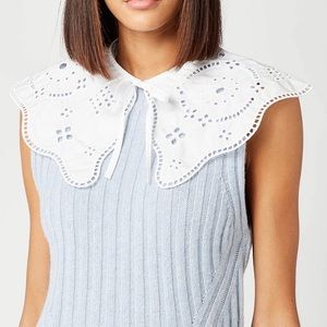 Ganni Broderie Anglaise detachable collar, white lace, one size